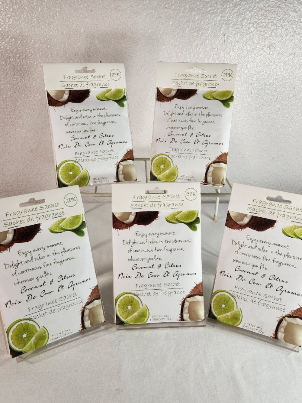 Cottage Core Coconut & Citrus Scented Sachet Drawer Scent Bags 5 Packs of 2